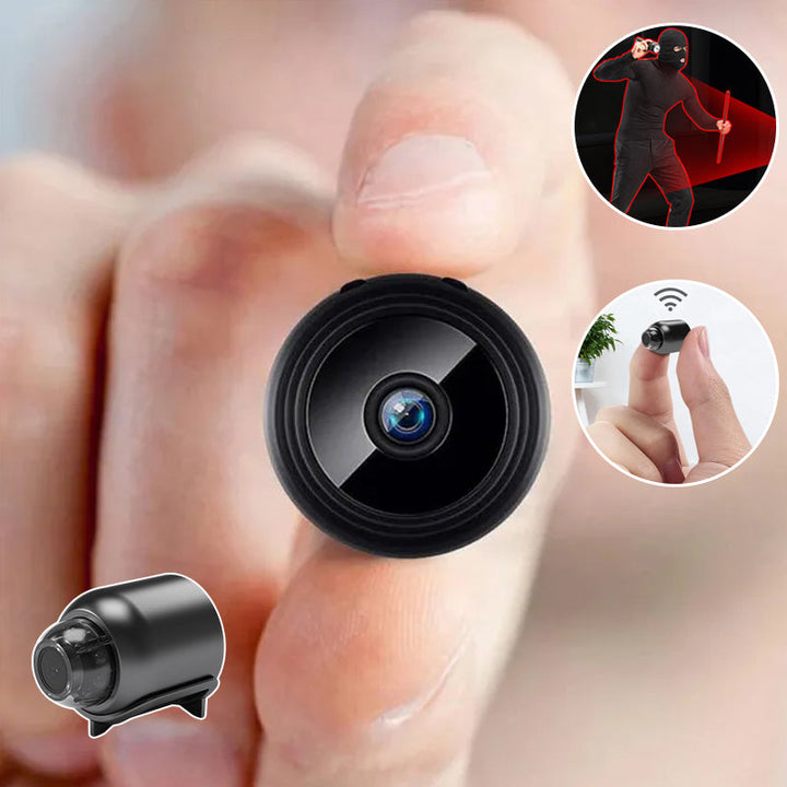 Mini caméra intérieure Wi-Fi 1080p avec vision nocturne | Détection de mouvement &amp; alertes push | Visualisation en direct via app avec audio | microSD 64 Go incluse