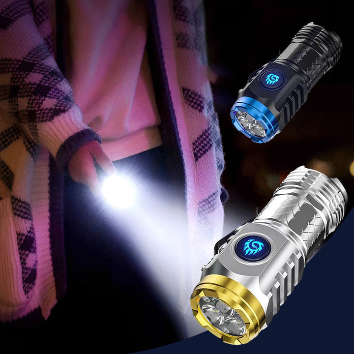 Torcia tascabile compatta con 3 LED e 5 modalità | ricaricabile USB-C (batteria 18350) | impermeabile e resistente agli urti | nero/argento