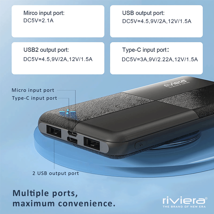 Powerbank 20000 mAh | 22,5-W-Schnellladegerät mit USB-C, zwei Ausgängen und LED-Ladeanzeige