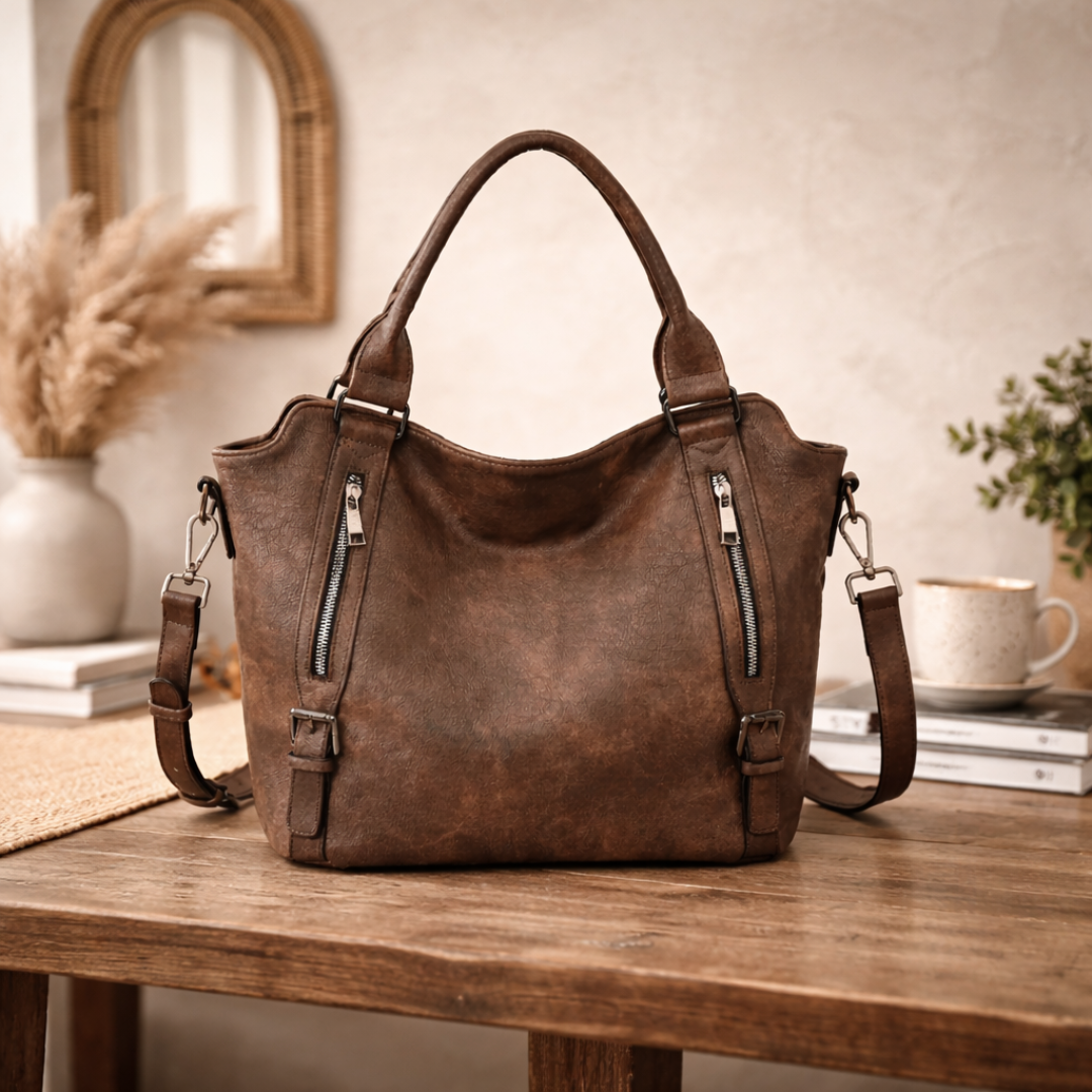 Damen Schultertasche mit verstellbarem Riemen | Geräumige Umhängetasche mit Reißverschluss und strukturierter Form für Alltag