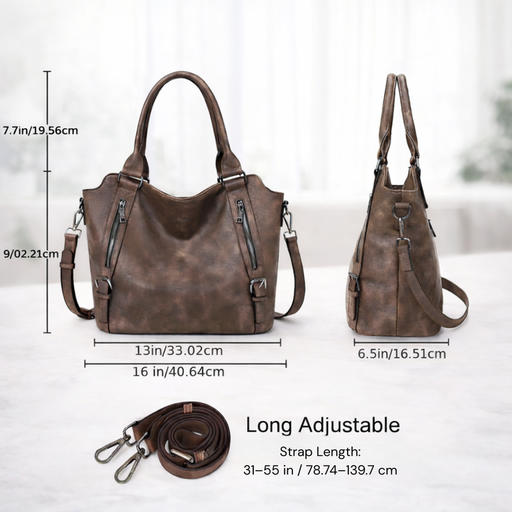 Damen Schultertasche mit verstellbarem Riemen | Geräumige Umhängetasche mit Reißverschluss und strukturierter Form für Alltag