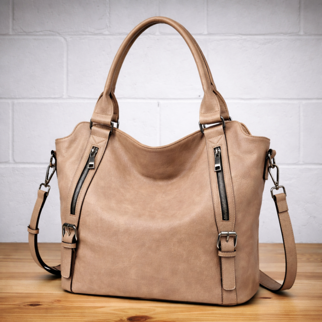 Damen Schultertasche mit verstellbarem Riemen | Geräumige Umhängetasche mit Reißverschluss und strukturierter Form für Alltag