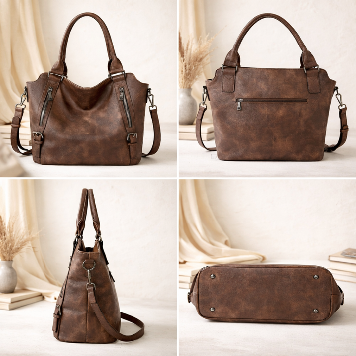Damen Schultertasche mit verstellbarem Riemen | Geräumige Umhängetasche mit Reißverschluss und strukturierter Form für Alltag