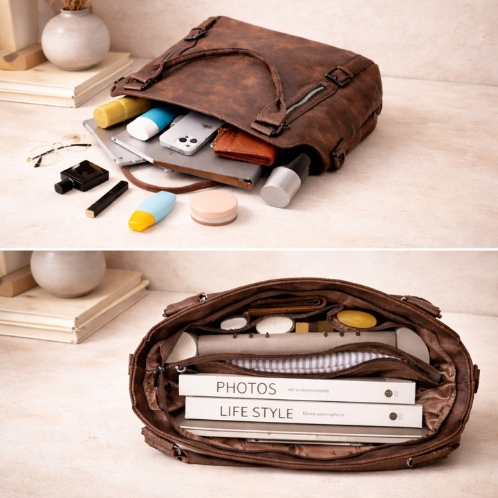 Damen Schultertasche mit verstellbarem Riemen | Geräumige Umhängetasche mit Reißverschluss und strukturierter Form für Alltag