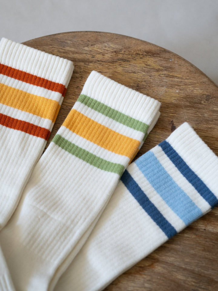 Tennissocken | Retro-Socken aus Biobaumwolle mit sportlichem Streifenlook