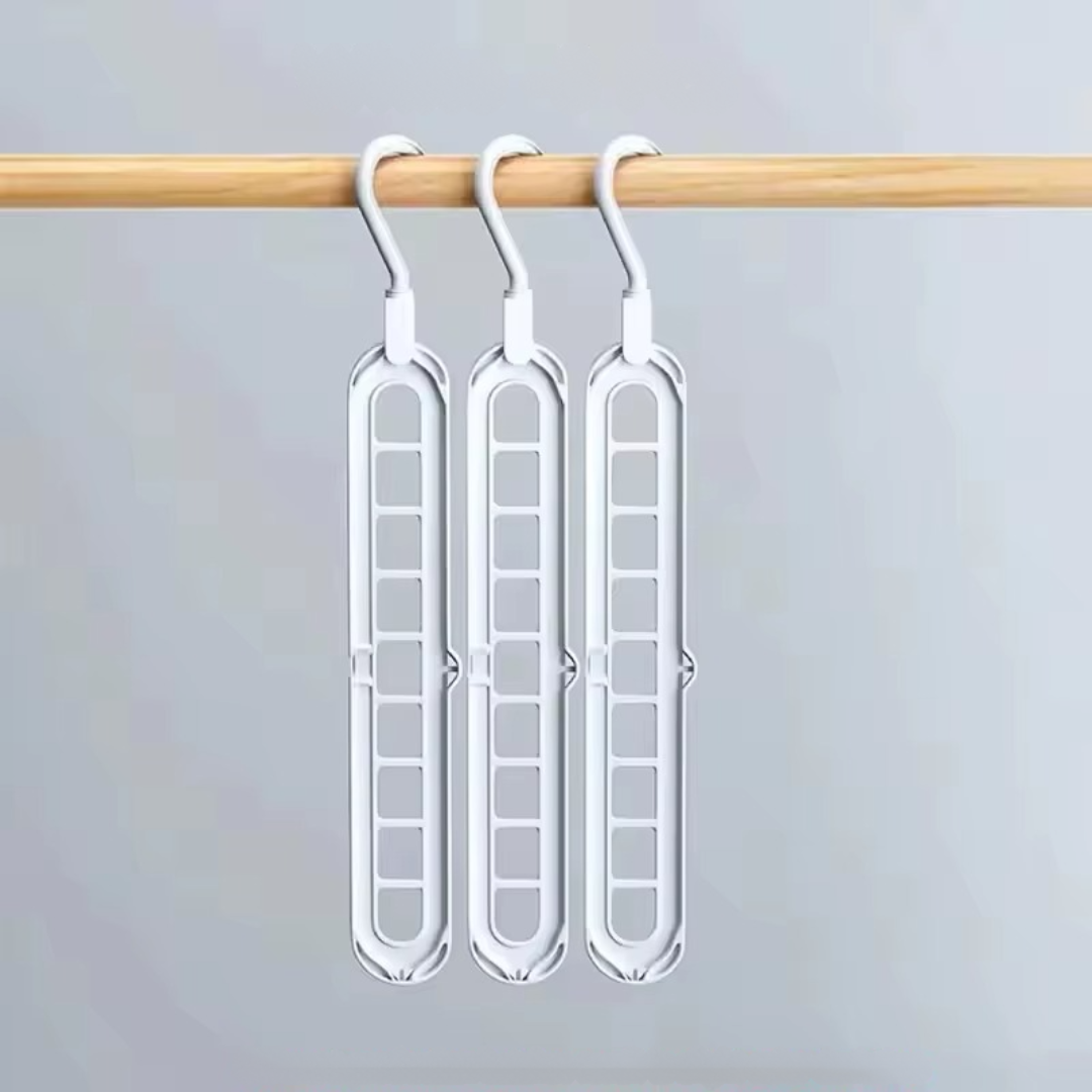 Drehbare Kleiderbügel 4er Set mit 9 Löchern | Platzsparende Schrankorganisation | 360° Drehbar &amp; Faltbar