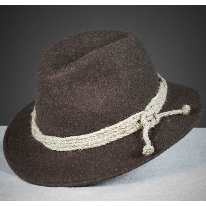 Unisex Trachtenhut Braun | Klassischer Gletscherhut aus Wollfilz mit beigen Akzenten für Tracht und Alltag
