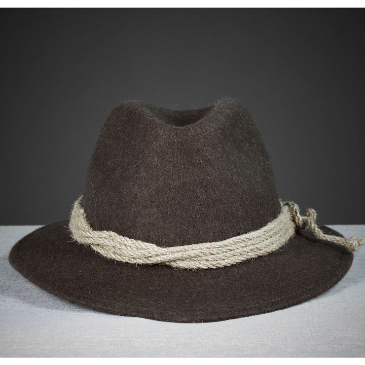 Unisex Trachtenhut Braun | Klassischer Gletscherhut aus Wollfilz mit beigen Akzenten für Tracht und Alltag