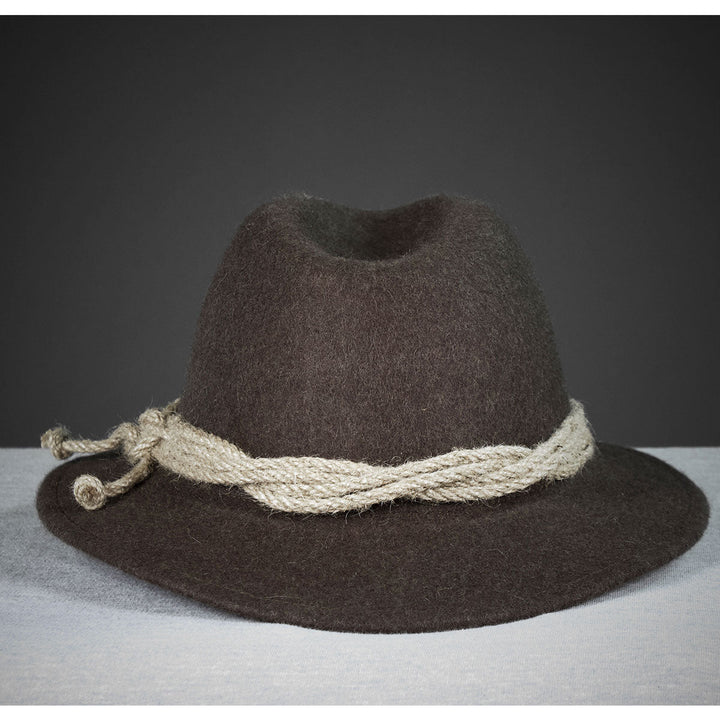 Unisex Trachtenhut Braun | Klassischer Gletscherhut aus Wollfilz mit beigen Akzenten für Tracht und Alltag