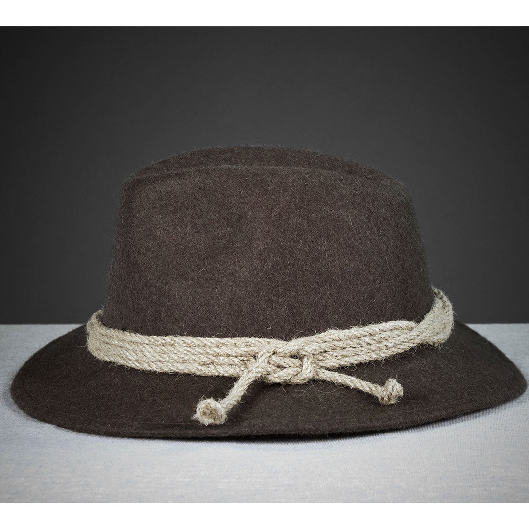 Unisex Trachtenhut Braun | Klassischer Gletscherhut aus Wollfilz mit beigen Akzenten für Tracht und Alltag