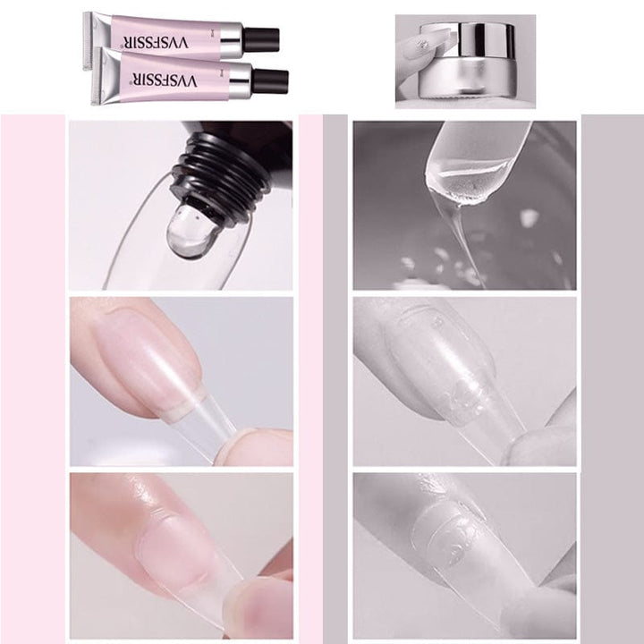 3-in-1 nail art set | Nail glue gel 30 ml + nail glue remover + portable UV nail lamp | For press-on &amp; tips