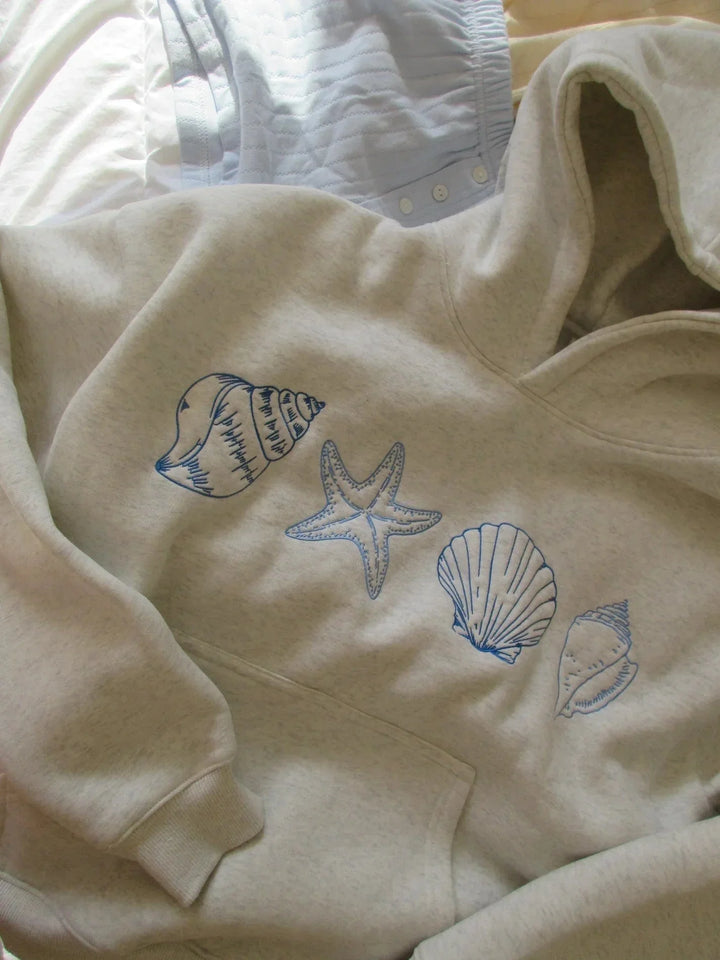 Unisex Hoodie mit Muschel-Print | Lässiger Streetwear-Pullover für Herbst und Winter