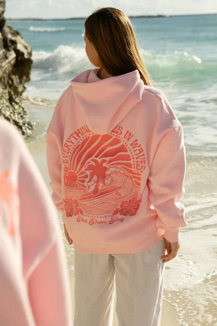 Hoodie mit Sonnenuntergang-Stickerei hinten | Weich, warm &amp; locker geschnitten | Lässiger Alltagslook im praktischen 1+1 Set