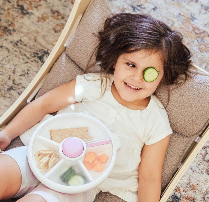 Snack Box for Kids with 5 Compartments | Rotating Snack Dispenser | Leak-Proof &amp; BPA-Free