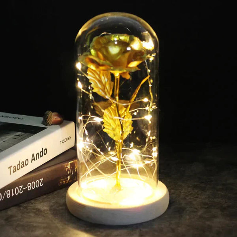 Lampada Rosa Galassia per sempre | Rosa eterna in cupola di vetro | Lampada decorativa a LED | Simbolo di amore e bellezza senza tempo