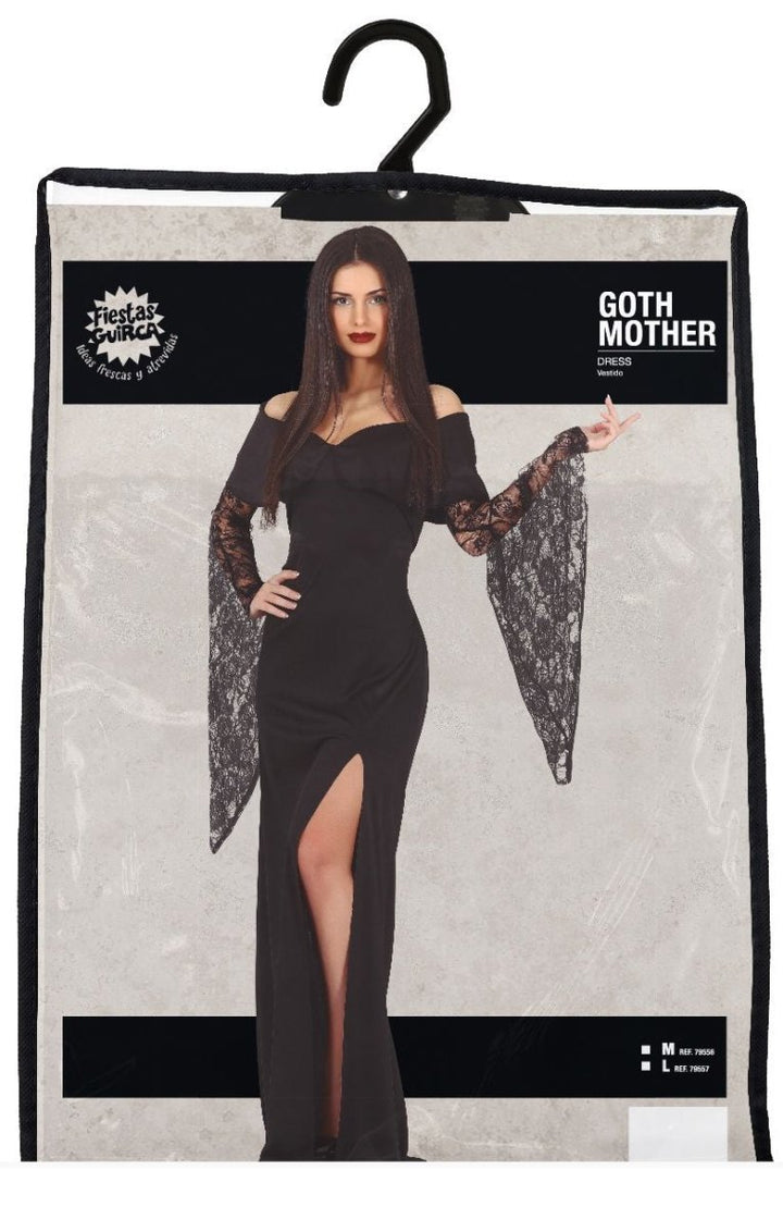 Damen Halloween Kostüm Schwarz | Gothic Kleid im Addams-Family-Stil für Halloween, Horrorparty und Mottoparty