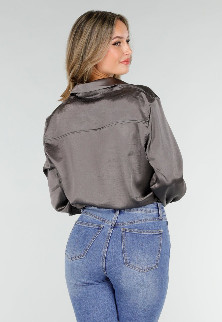 Damen Bluse | Elegante Langarmbluse mit klassischem Hemdkragen, durchgehender Knopfleiste und Manschetten für Büro und moderne Abendlooks