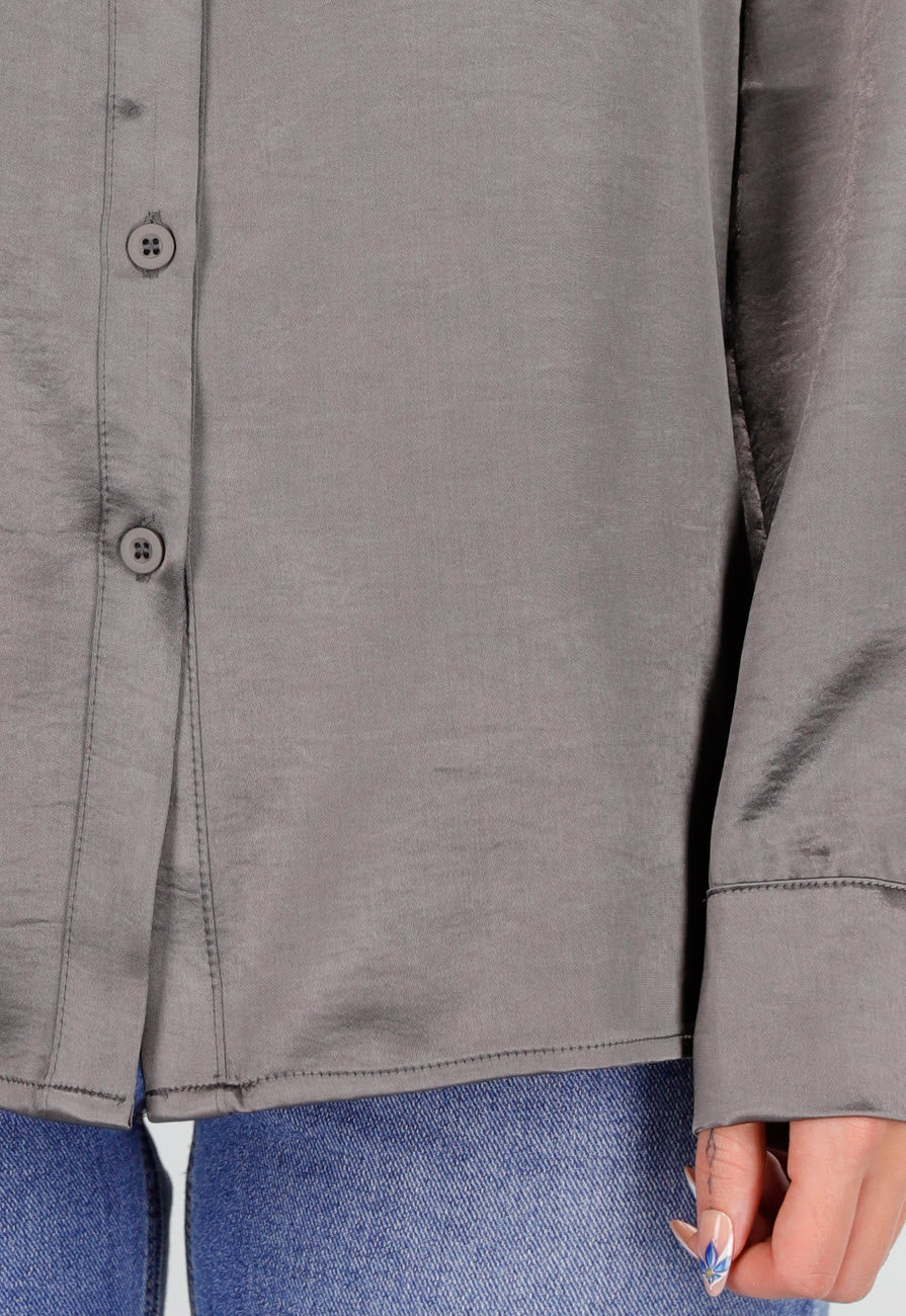 Damen Bluse | Elegante Langarmbluse mit klassischem Hemdkragen, durchgehender Knopfleiste und Manschetten für Büro und moderne Abendlooks
