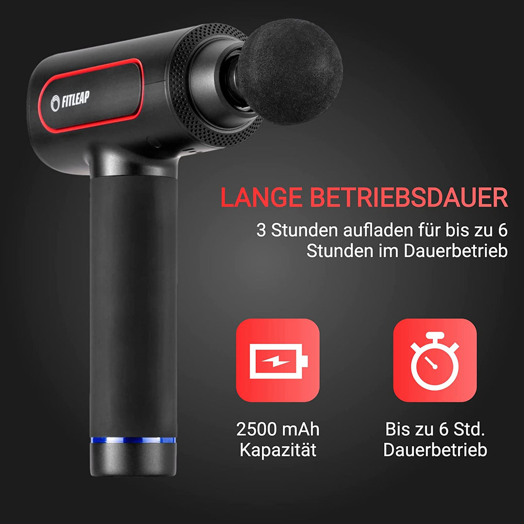 Massagepistole | Tiefengewebemassage mit 6 Aufsätzen &amp; 6 Massagemodi
