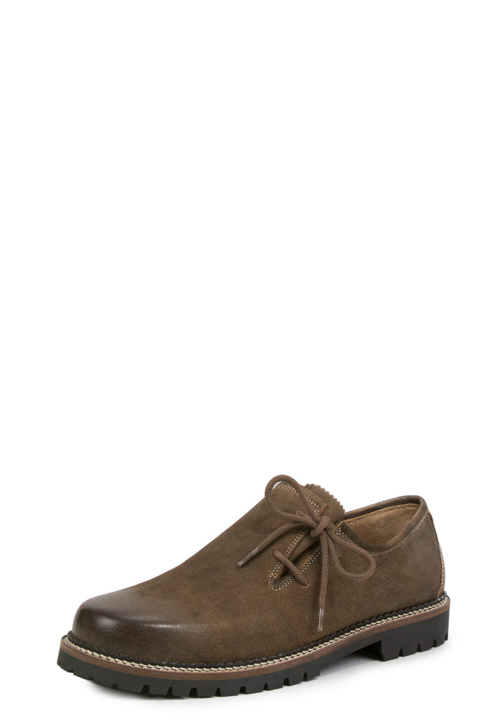 Herren Haferlschuhe Braun | Trachtenschuhe aus Leder mit seitlicher Schnürung und robuster Gummisohle
