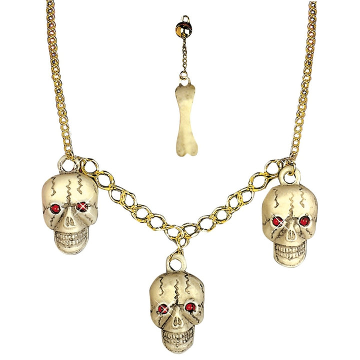 Halloween Skelett Zubehör Set | 2-teiliges Kostüm Accessoire mit Halskette und Ohrring für Halloween und Mottopartys