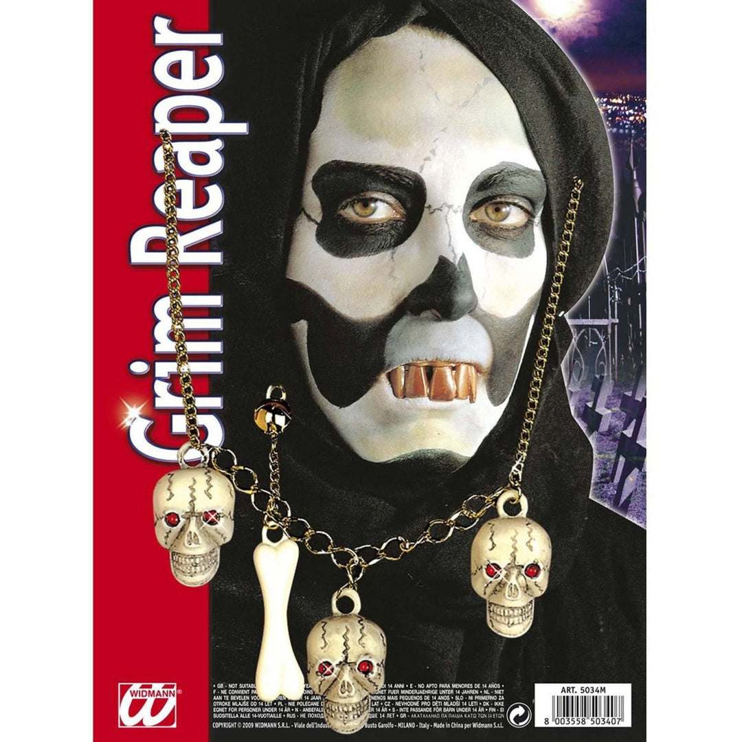 Halloween Skelett Zubehör Set | 2-teiliges Kostüm Accessoire mit Halskette und Ohrring für Halloween und Mottopartys
