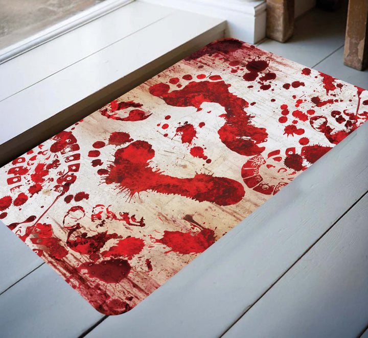 Halloween Fußmatte 60 × 40 cm | Fußmatte mit blutigen Fußstapfen für gruselige Halloween-Dekoration am Eingang