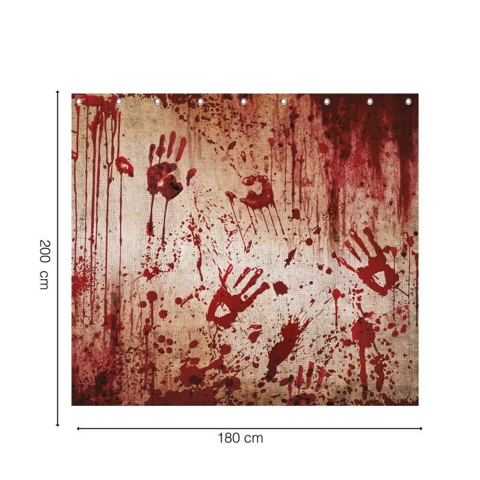Halloween Vorhang Blutige Hände | Gruselvorhang 180 × 20 cm aus Polyester für Halloween- und Horror-Dekoration