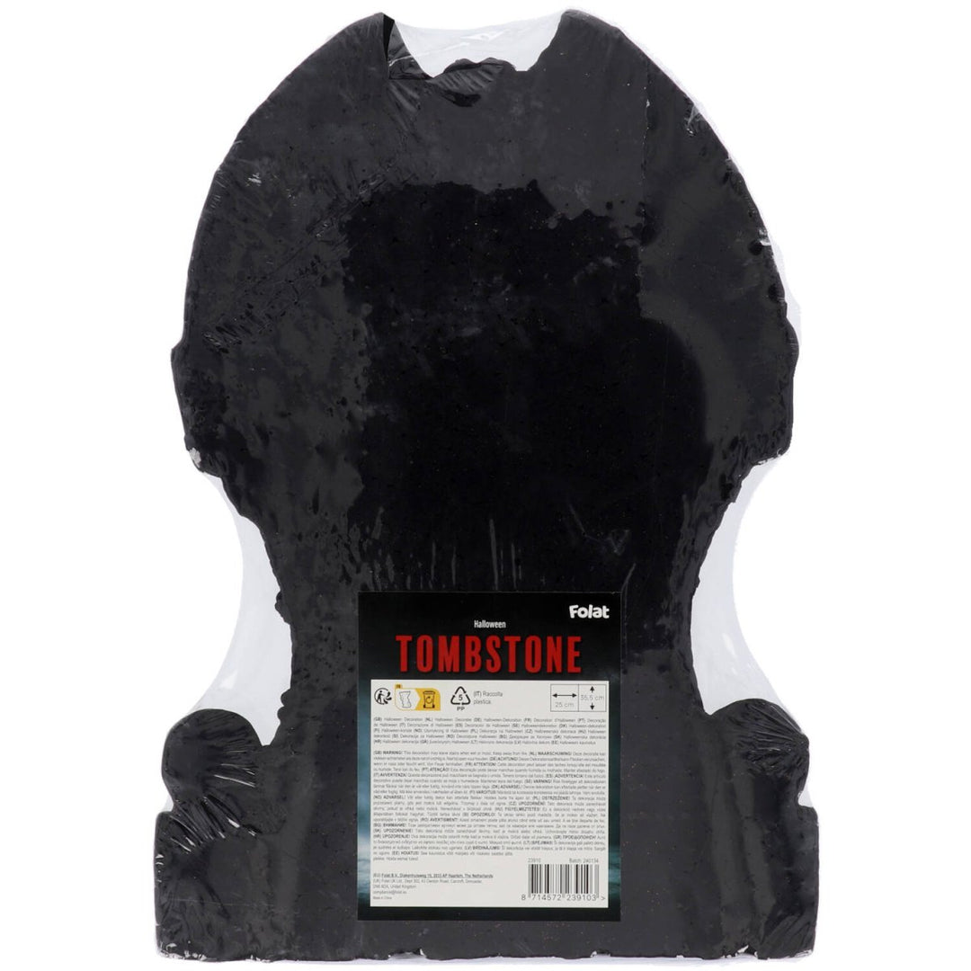 Halloween Grabstein RIP 36 cm | Verwittertes Grabsteinkreuz aus Schaumstoff für Halloween- und Friedhofsdeko