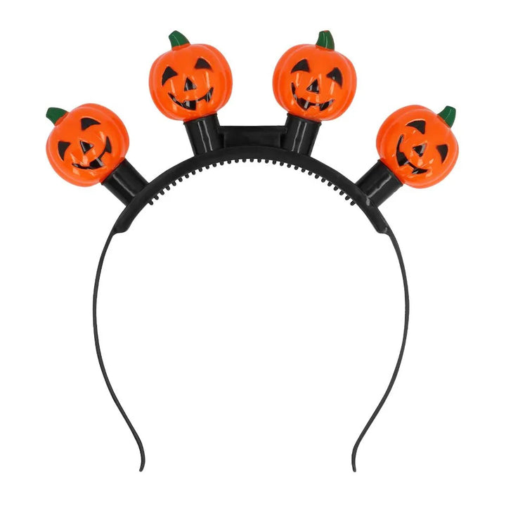 Halloween LED Haarband Kürbis | Leuchtendes Kürbis-Diadem mit 4 LED-Kürbissen und 3 Leuchtmodi für Halloween