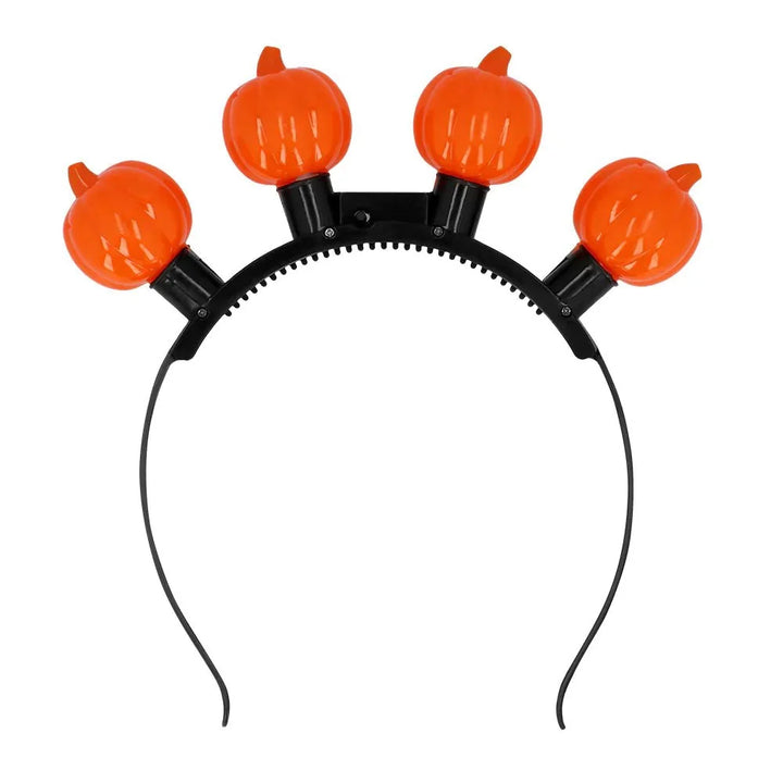 Halloween LED Haarband Kürbis | Leuchtendes Kürbis-Diadem mit 4 LED-Kürbissen und 3 Leuchtmodi für Halloween