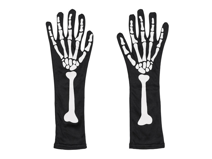 Halloween Skelett Handschuhe Schwarz Weiß | Glow in the Dark Knochenhandschuhe für Skelett Kostüm und Horrorparty
