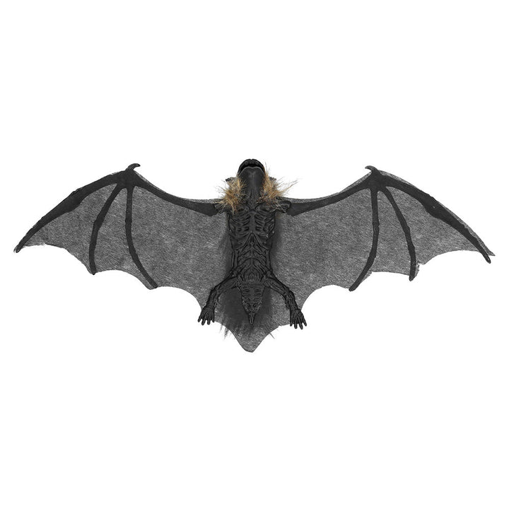 Halloween Fledermaus Hängedeko 40 cm | Gruselige Fledermaus mit Felloptik und roten Augen für Halloween-Partys