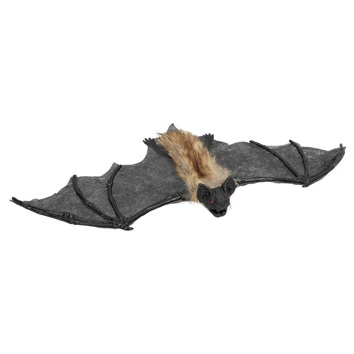 Halloween Fledermaus Hängedeko 40 cm | Gruselige Fledermaus mit Felloptik und roten Augen für Halloween-Partys