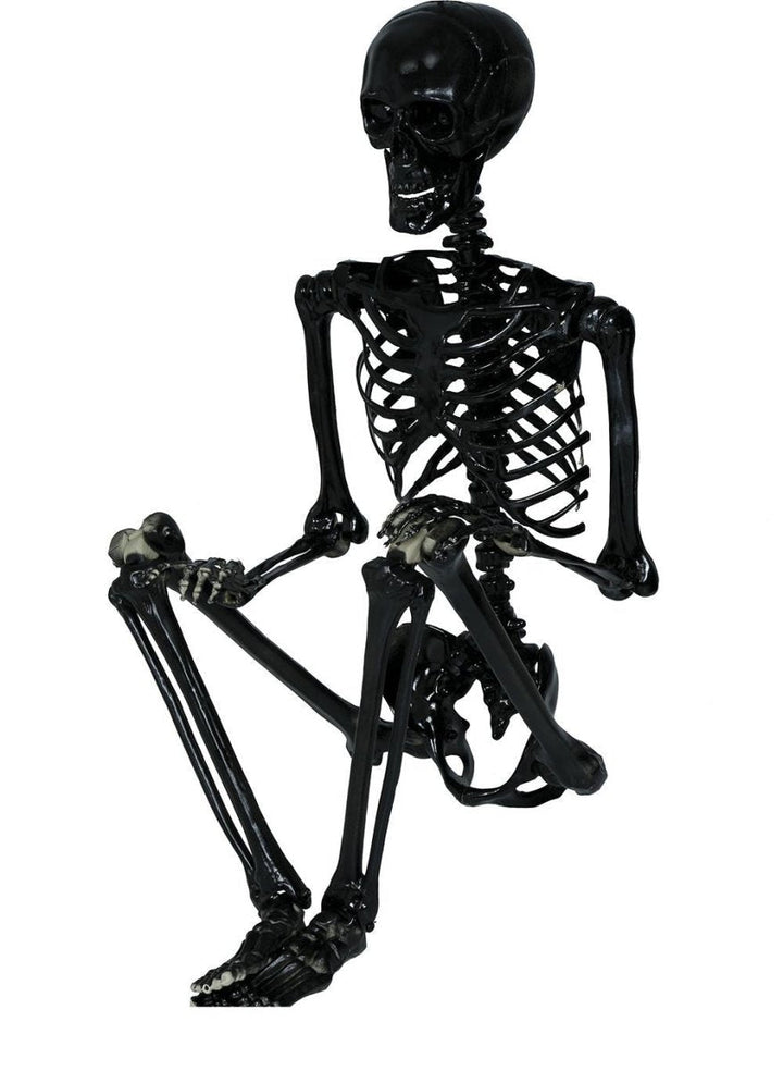 Halloween Skelett Hängedeko 90 cm | Schwarzes Skelett zum Aufhängen für Halloween-Partys und gruselige Raumdekoration