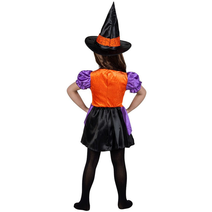 Kinder Hexenkostüm Kürbis | 2-teiliges Halloween Kostüm mit Kleid und Hexenhut für Kinder 3–4 Jahre und Mottopartys
