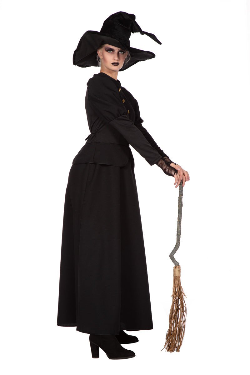 Hexenkostüm Damen | Schwarzes Halloween-Kleid für Hexen-Verkleidung, Halloween-Partys und Mottopartys