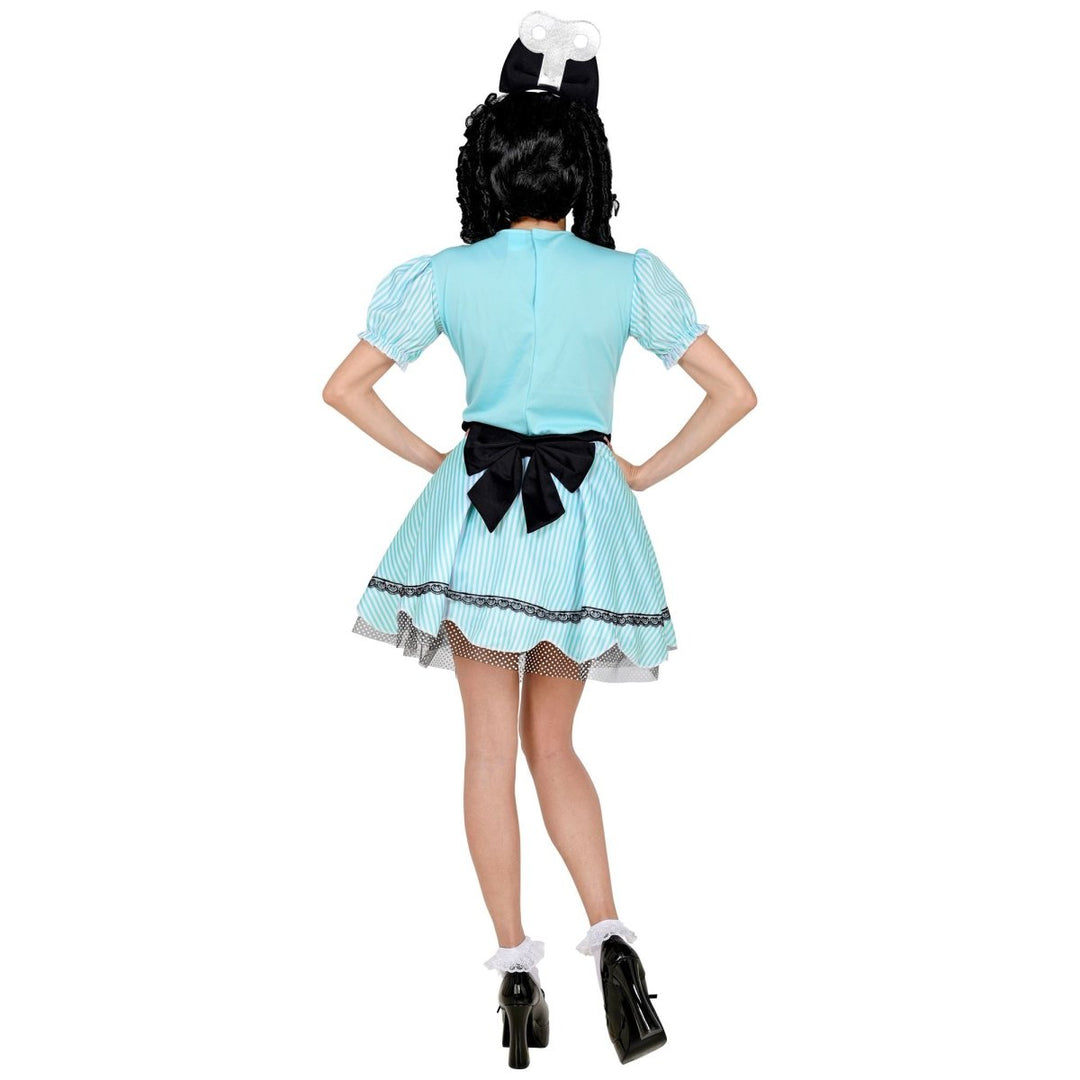 Damen Puppen Kostüm Blau | 2-teiliges Halloween Kleid mit Schleifen-Stirnband für Halloween und Mottopartys