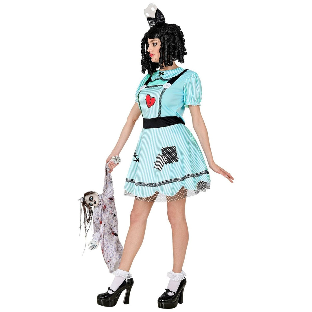 Damen Puppen Kostüm Blau | 2-teiliges Halloween Kleid mit Schleifen-Stirnband für Halloween und Mottopartys