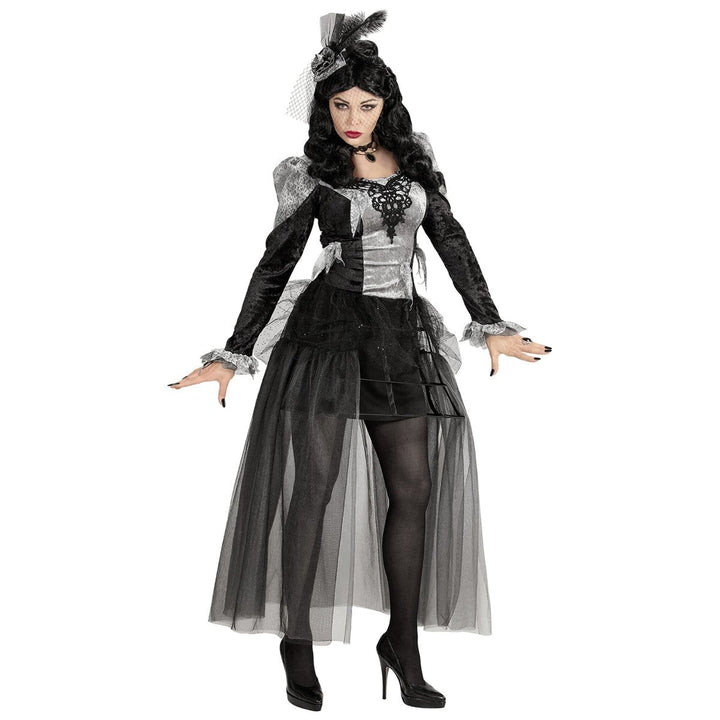 Gräfin Kostüm Damen | Halloween-Kostüm mit Kleid und Kopfbedeckung für Halloween- und Mottopartys