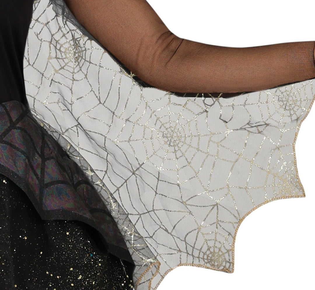Spinnen Kostüm Damen | Halloween-Kostüm mit Spinnweben-Kleid und Flügeln für Halloween- und Mottopartys