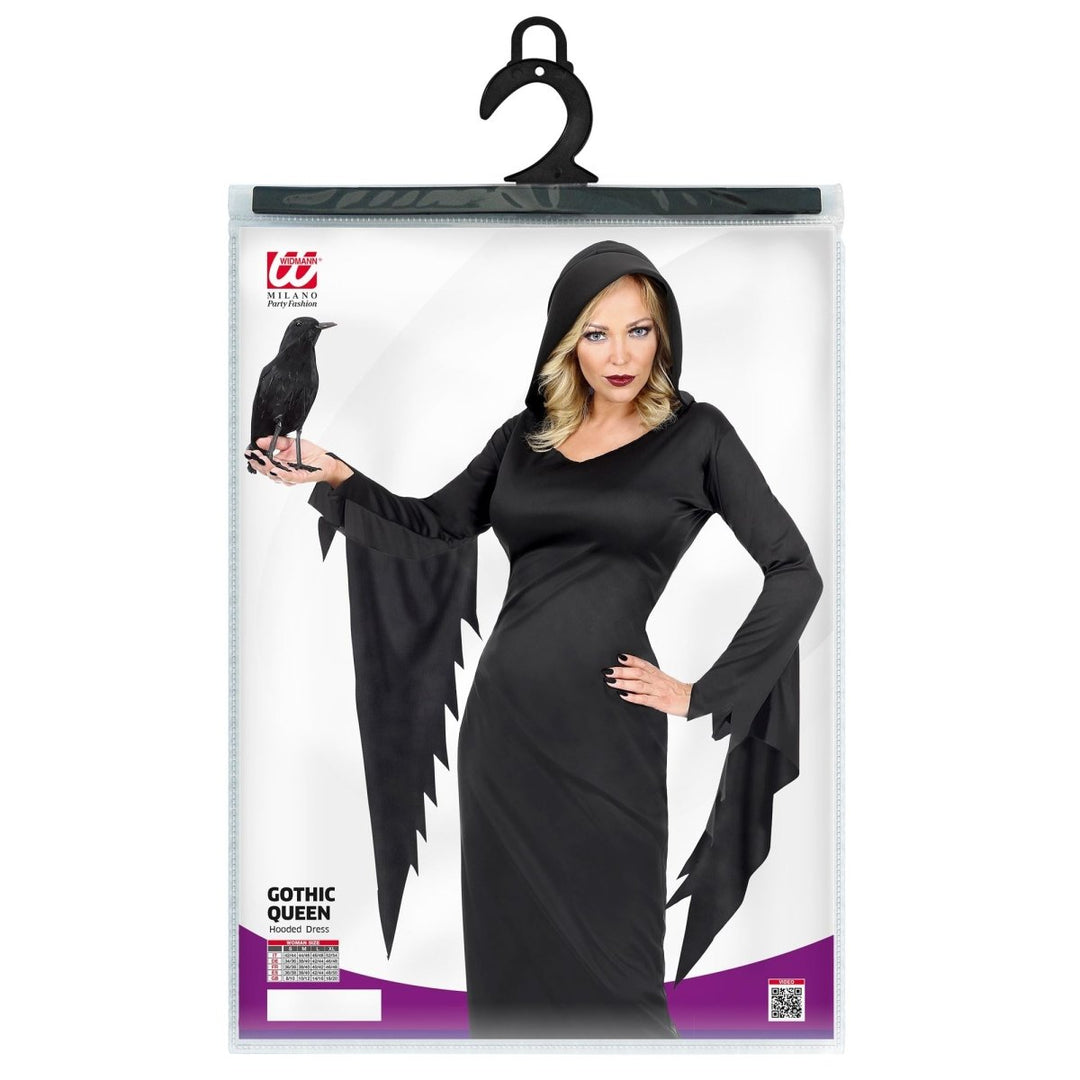 Damen Halloween Kleid Schwarz | Gothic Queen Kostümkleid für Halloween, Horrorparty und düstere Mottopartys