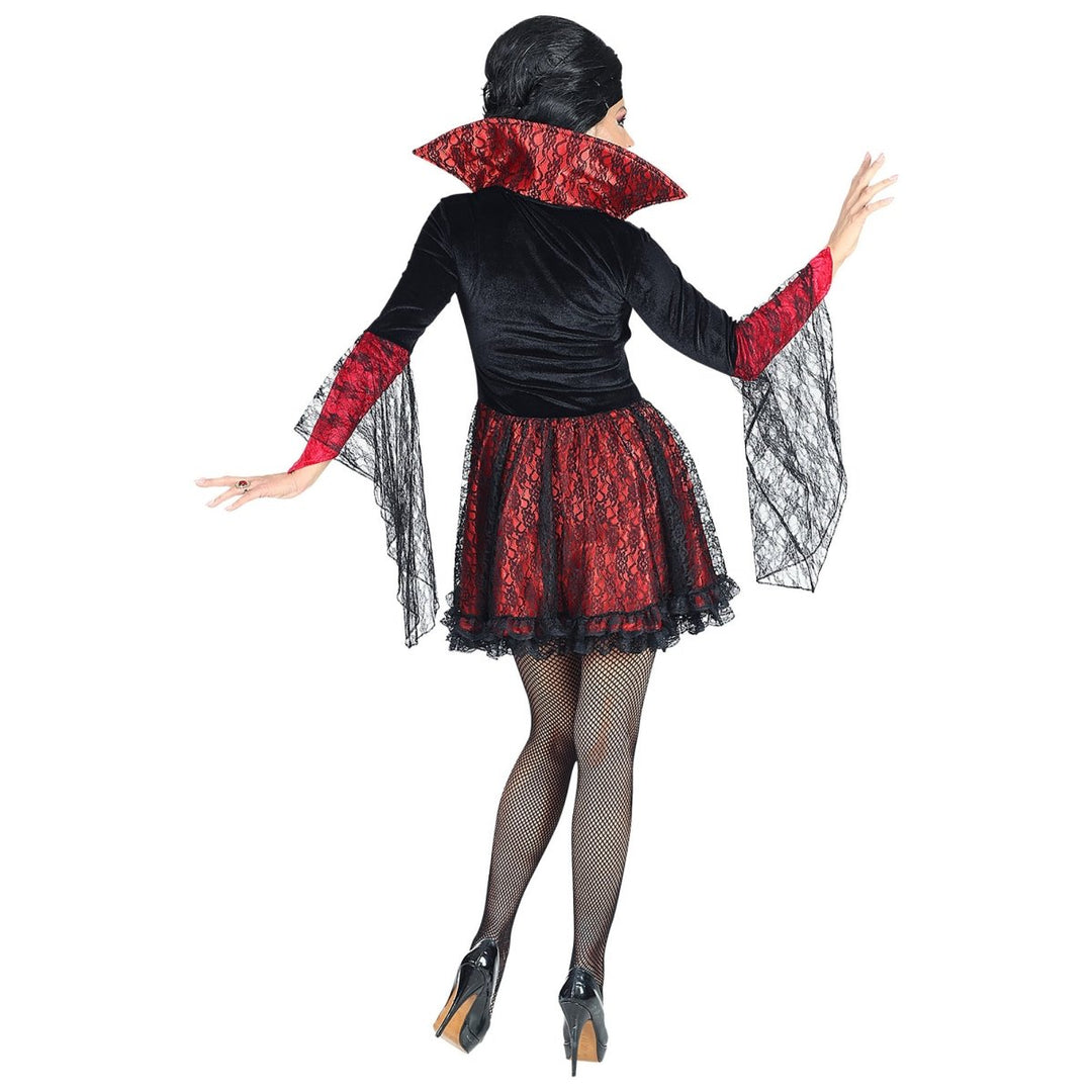 Vampir Kostüm Damen | Halloween-Kostüm mit Spitzen-Look, Kleid und Halsband für Halloween- und Mottopartys