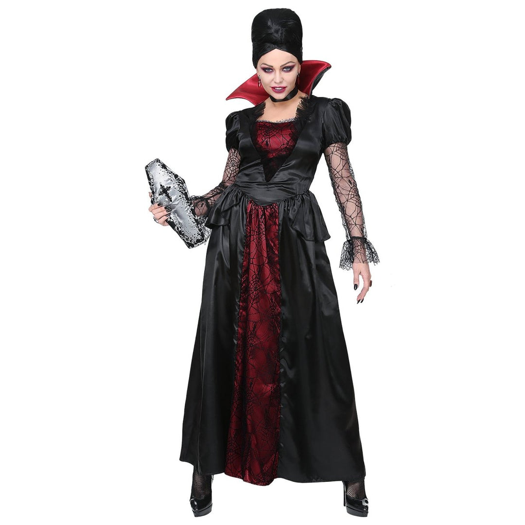 Vampir Kostüm Damen | Halloween-Kostüm mit Kleid und Halsband für Vampir-Verkleidung und Mottopartys