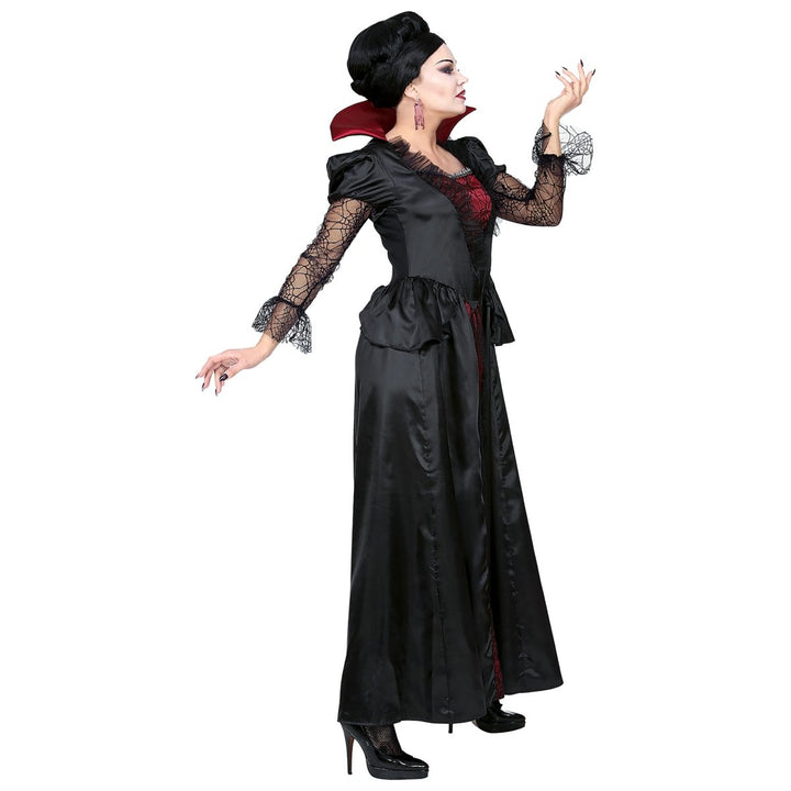 Vampir Kostüm Damen | Halloween-Kostüm mit Kleid und Halsband für Vampir-Verkleidung und Mottopartys