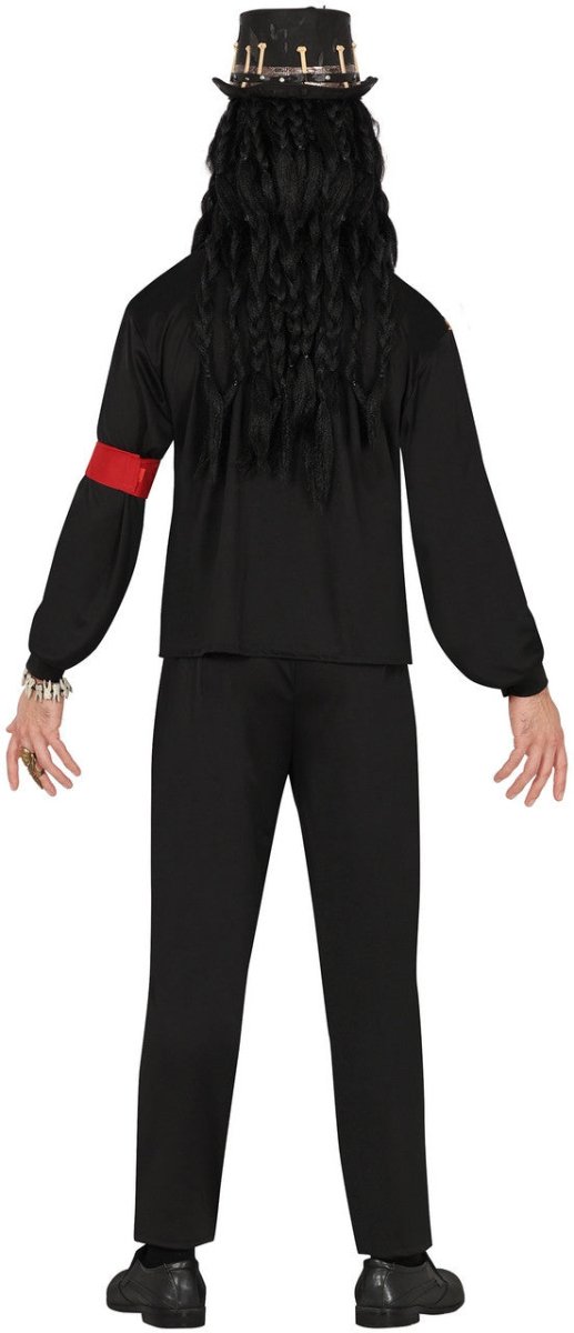 Herren Voodoo Kostüm Schwarz Grau | 4-teiliges Halloween Kostüm mit Hemd, Weste, Hose und Armband für Mottopartys