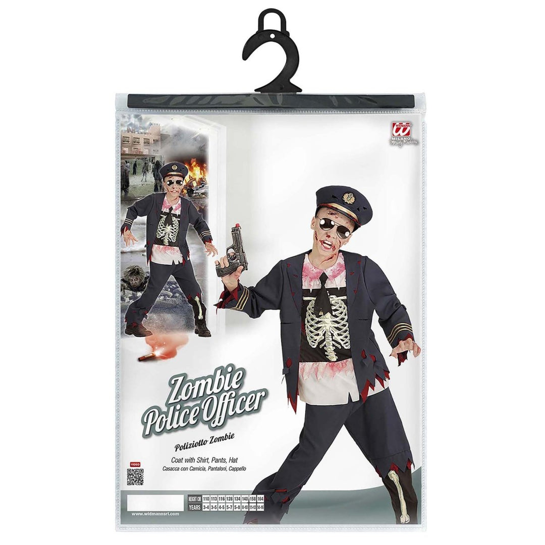 Zombie Polizei Kostüm Jungen | Halloween-Kostüm mit Hose, Jacke, Bluse und Mütze für Halloween- und Mottopartys