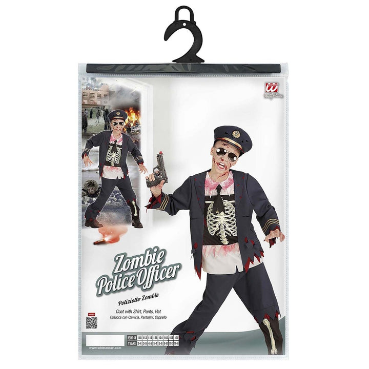 Zombie Polizei Kostüm Jungen | Halloween-Kostüm mit Hose, Jacke, Bluse und Mütze für Halloween- und Mottopartys