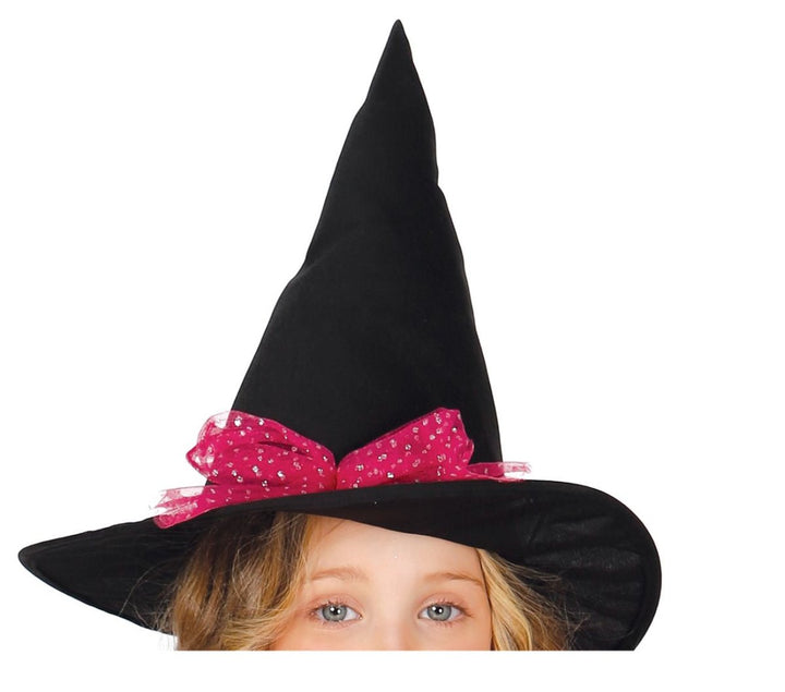 Hexenkostüm Kinder | Rosa Halloween-Kostüm mit Hexenkleid und Hut für Halloween- und Mottopartys