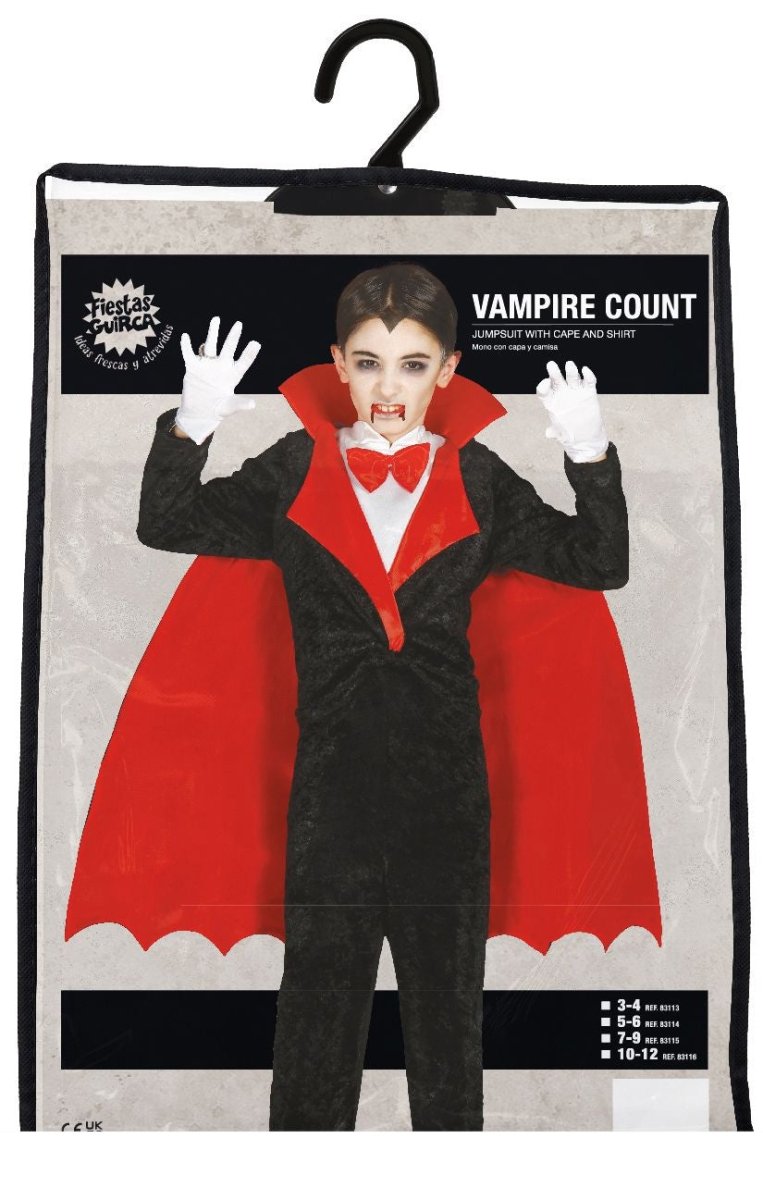 Vampir Kostüm Kinder | Halloween-Kostüm mit Overall, Umhang und Hemd für Halloween- und Mottopartys
